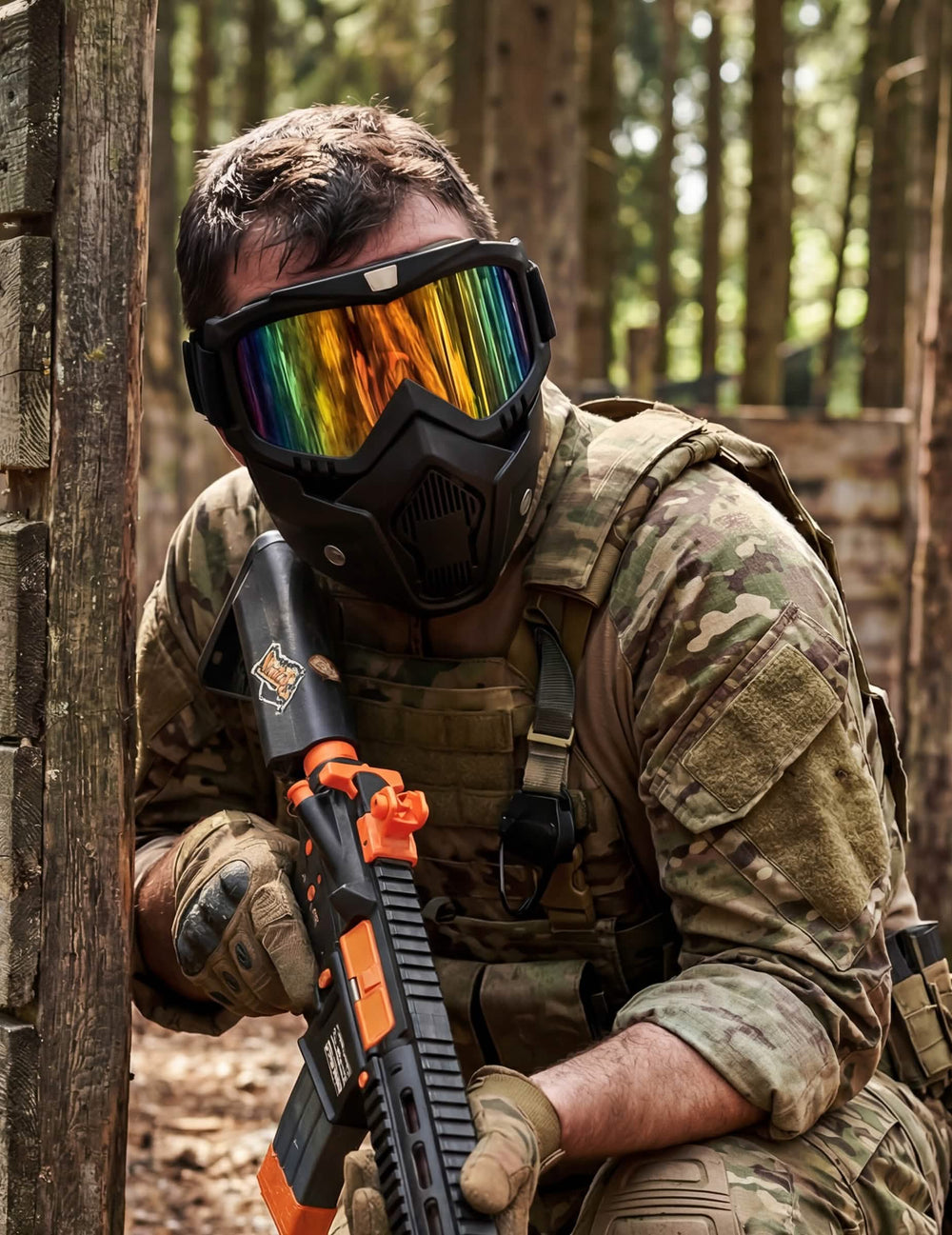 Nositev v akciji vojaške zaščitne maske za odrasli
