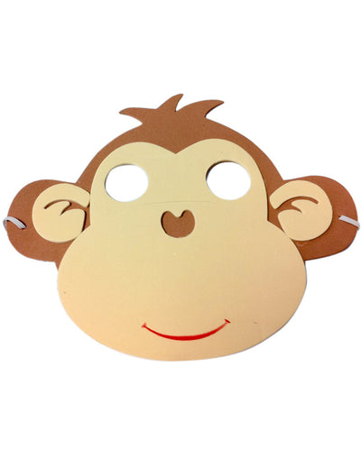 Masque de singe pour enfant marron et beige avec élastique