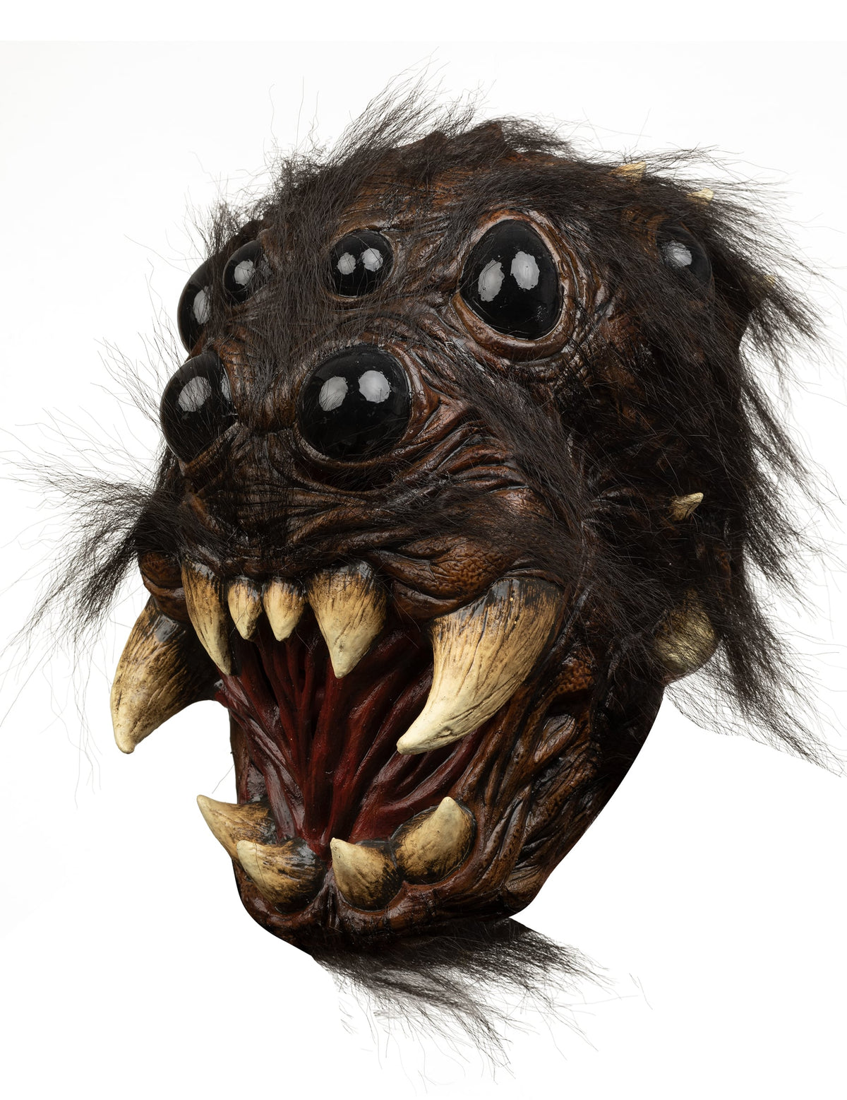 Masque tête d'araignée pour adulte marron et poilu avec crocs