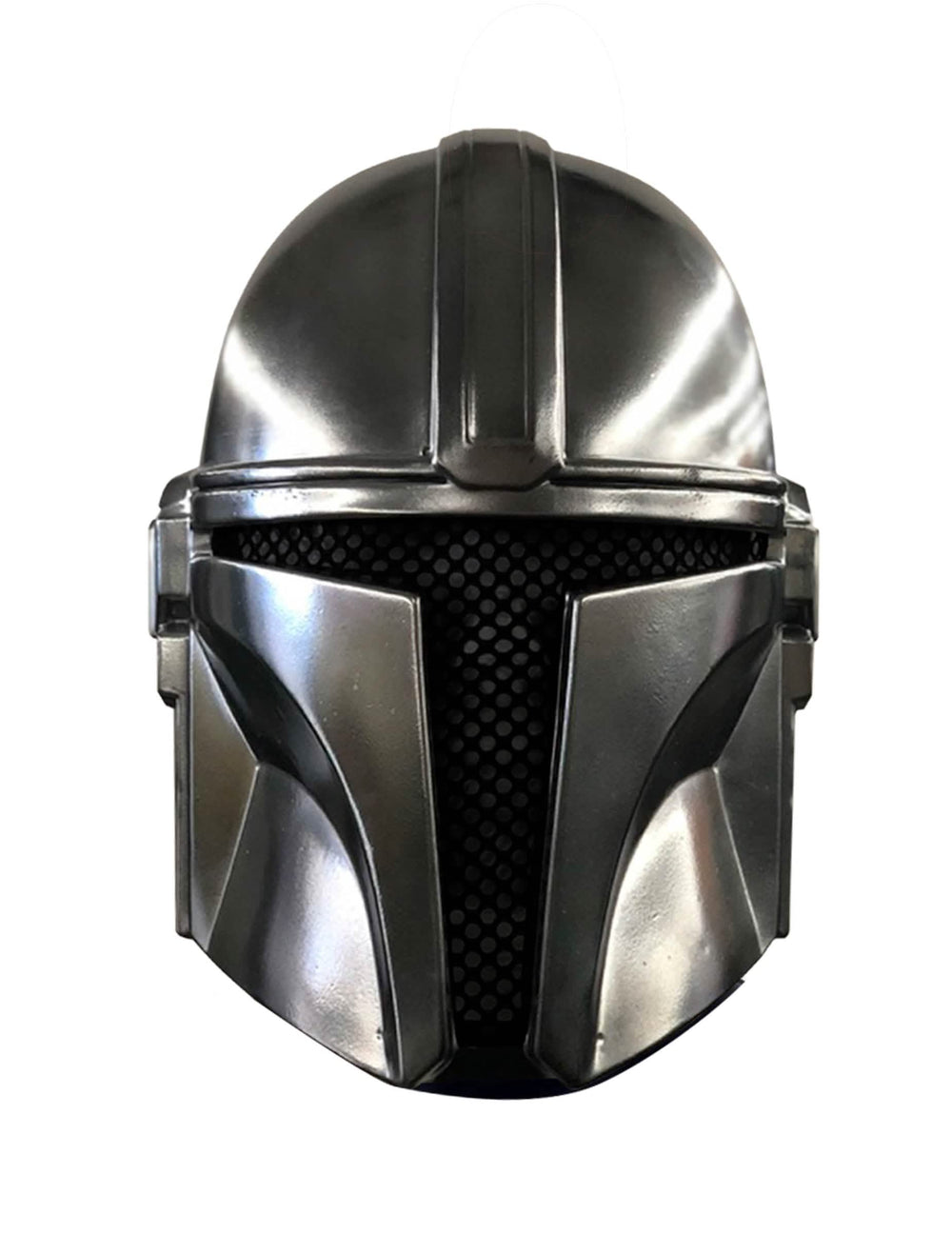 Maska The Mandalorian za otroka siva kovinska z črnim vizirjem