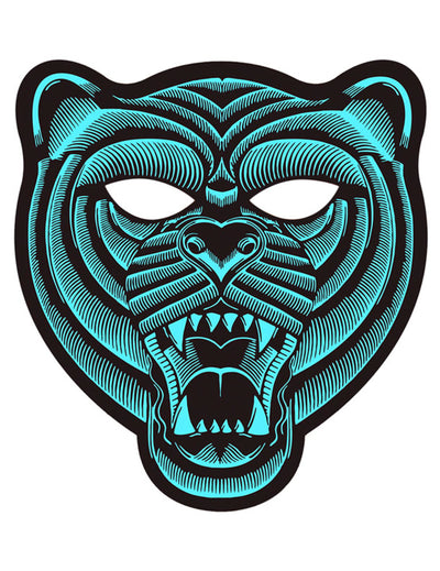 Masque tigre à LED réactives pour adulte bleu et noir
