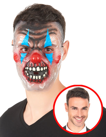 Transparent Mask zastrašujoča dvojna klovn za odrasle