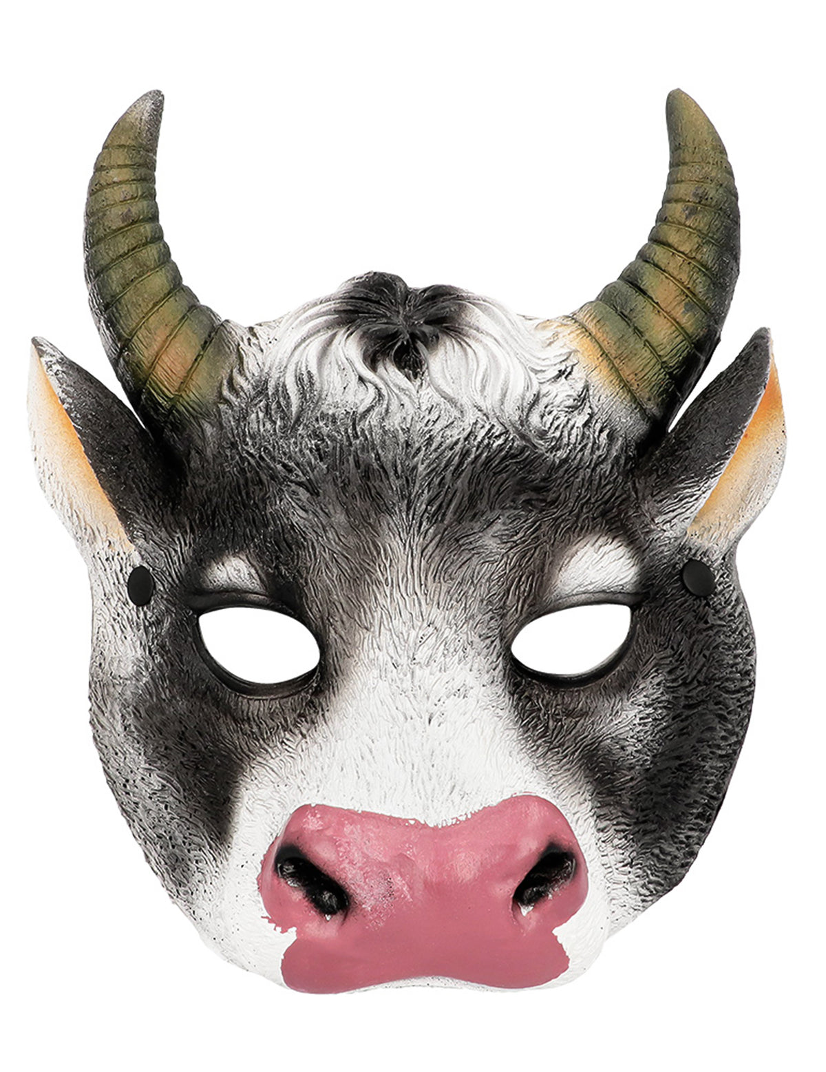 Vue de face du masque de vache pour adultes et enfants