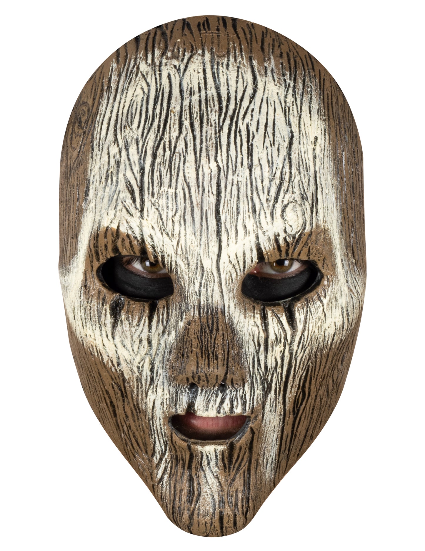 Masque vaudou pour adulte effet bois marron et blanc