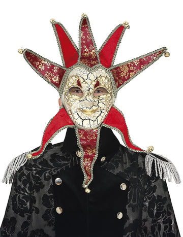 Rdeča in zlata beneška moška maska 