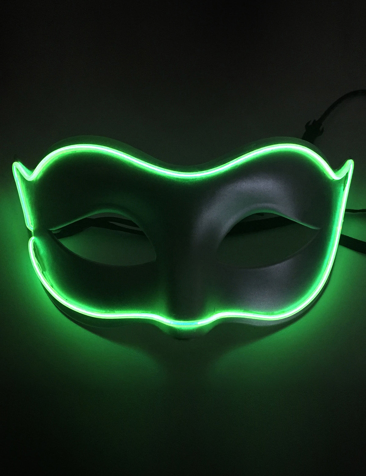 Masque vénitien néon LED pour adulte vert