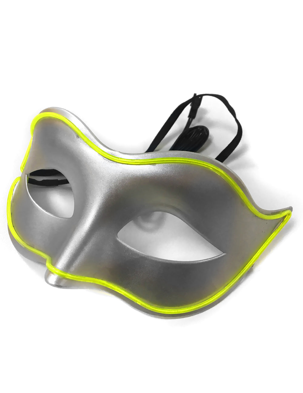 Vue de trois-quarts du masque vénitien néon LED pour adulte