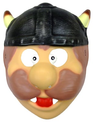 Masque viking pour adulte marron et noir avec casque à petites cornes