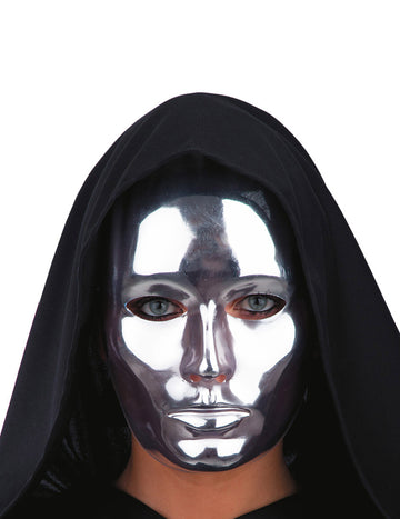 Odrasla kromirana srebrna maska za obraz