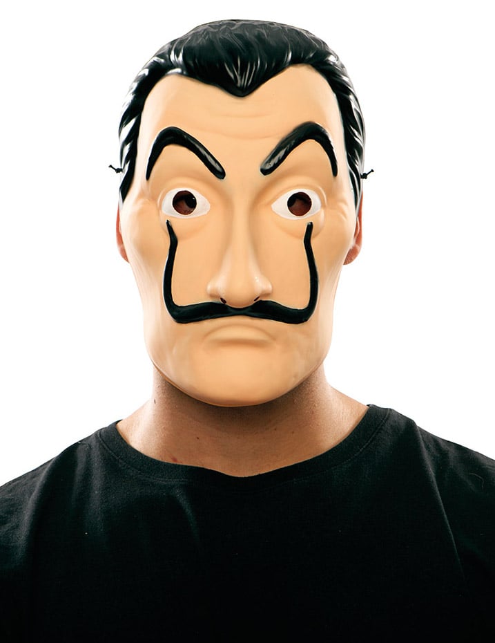 Masque voleur La casa de Papel pour adulte beige avec moustache noire