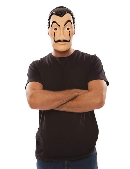 Sprednji pogled na masko tatu La casa de Papel