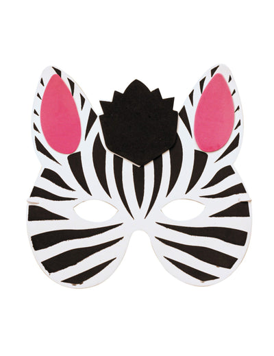 Masque de zèbre pour enfant noir et blanc avec oreilles roses