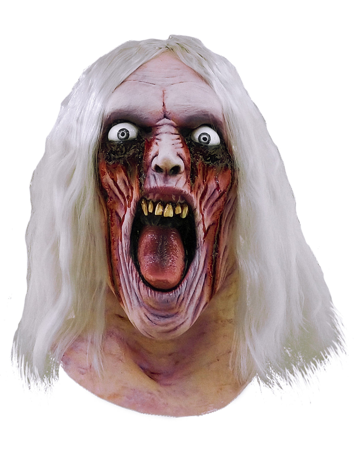 Gros plan sur le visage ensanglanté du masque zombie sanglant Halloween