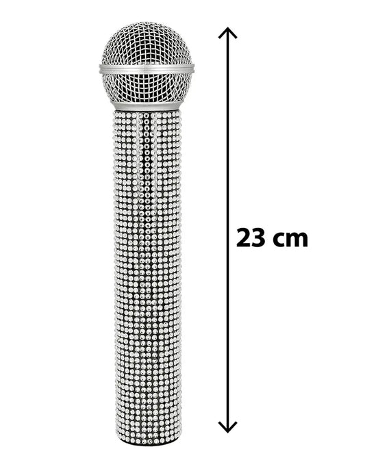 Mikrofon s srebrnimi kamenčki 23 cm