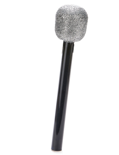 Micro chanteur pour adulte et enfant noir et argenté à paillettes