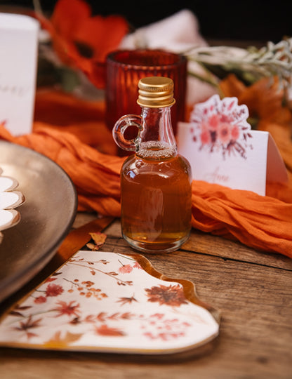 Mignonnette verre transparent avec anse et bouchon or 50ml pour mariage