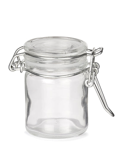 Bocal en verre de fête pour dragées transparent avec fermeture métallique