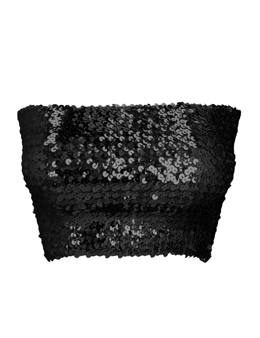 Gros plan sur les sequins du mini top à sequins pour femme noir