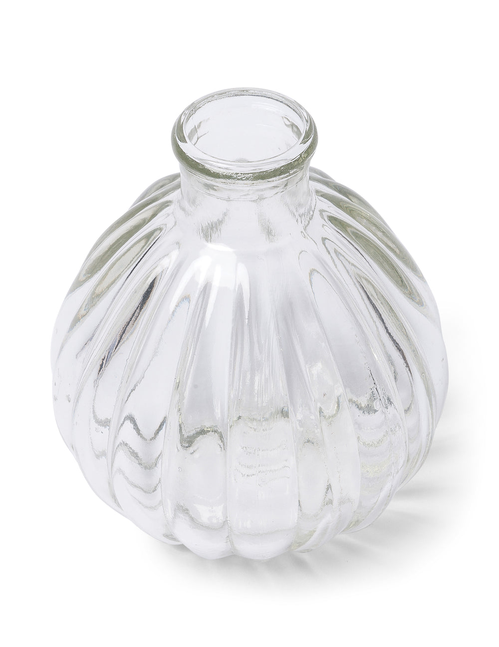 Mini vase rétro en verre ondulé transparent