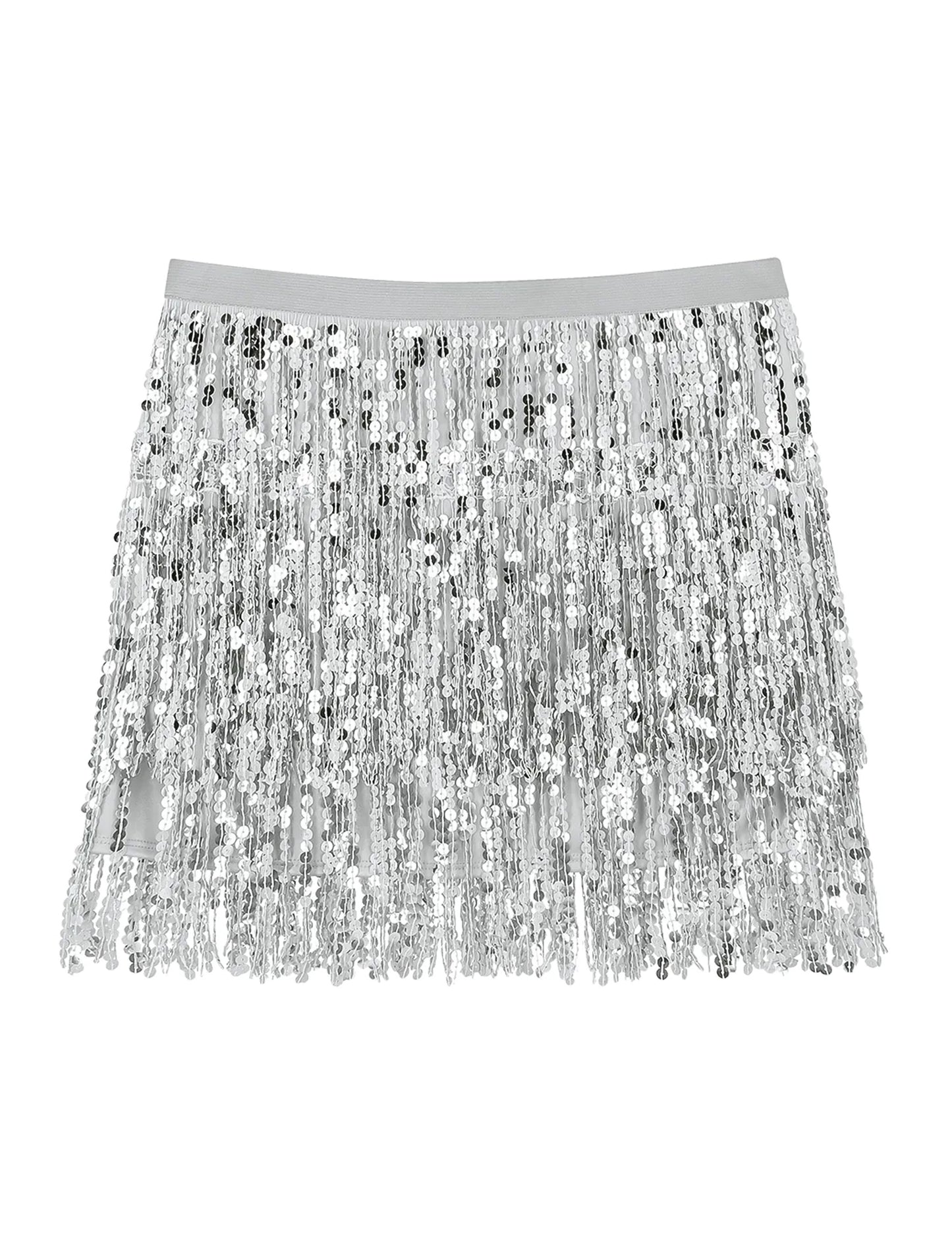 Srebrno bleščeče mini krilo za ženske 