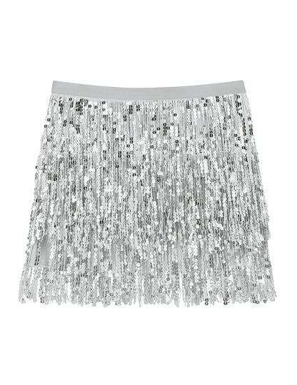 Srebrno bleščeče mini krilo za ženske 