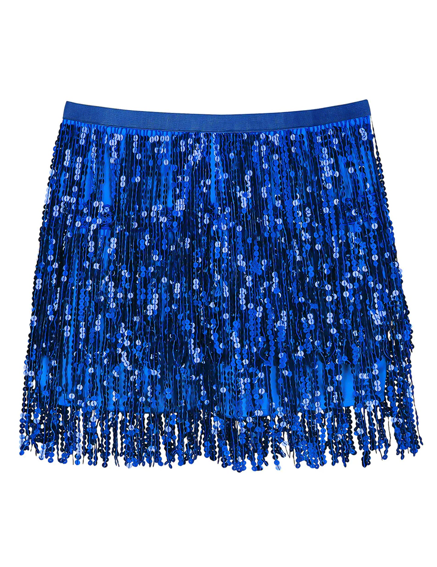 Modro bleščeče mini krilo za ženske 