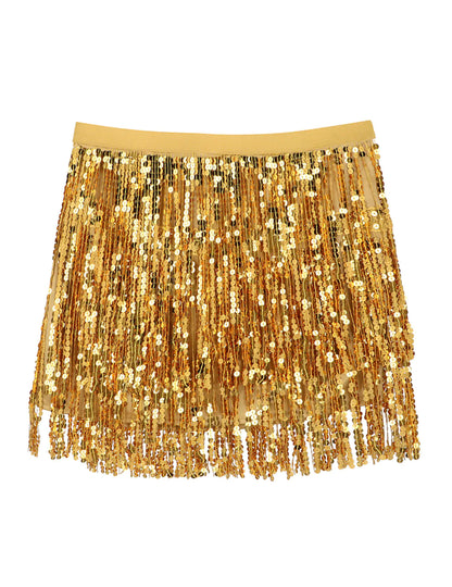 Ženska mini krilo z zlatimi bleščicami 