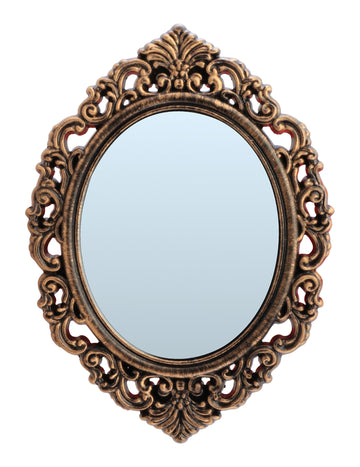 Črno in starinsko bronasto ogledalo, 40 cm