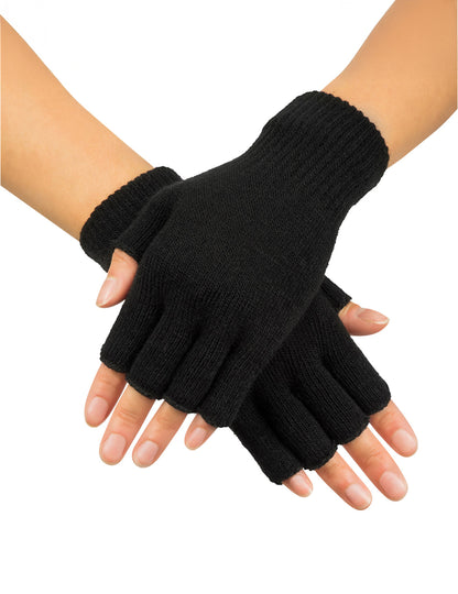 Vue des mains croisées des mitaines courtes pour adulte noires