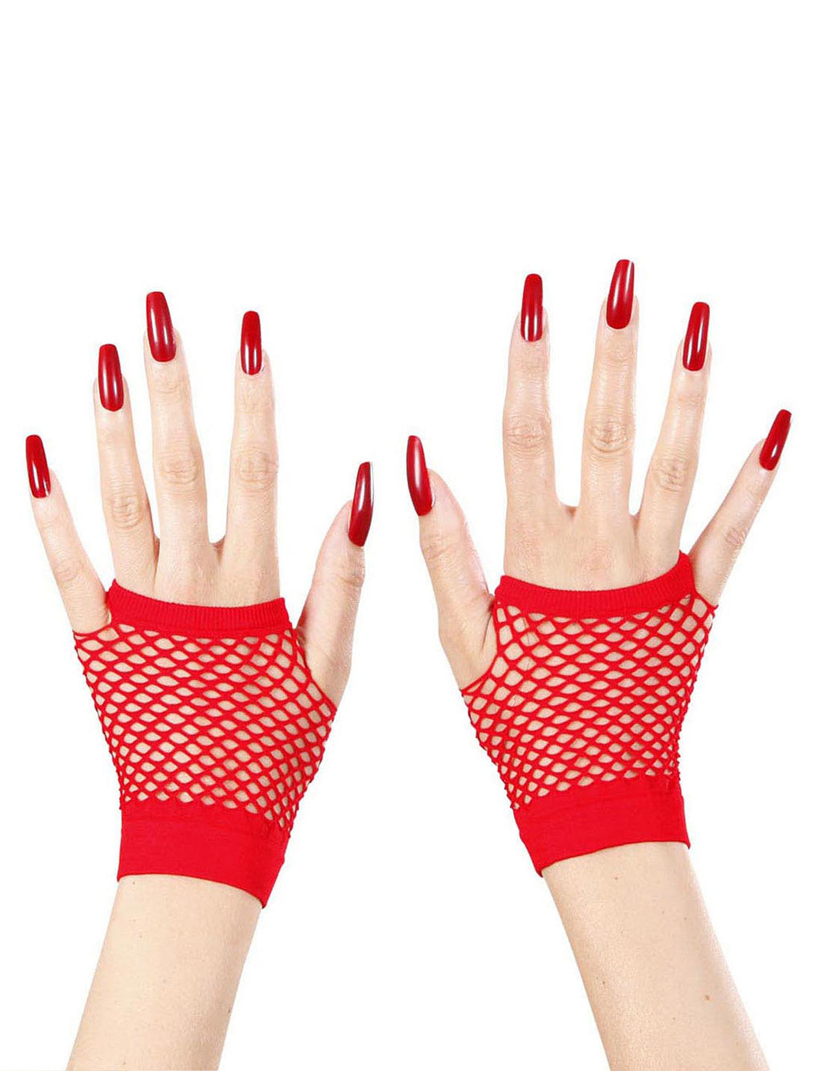 Mitaines courtes résille pour adulte rouges