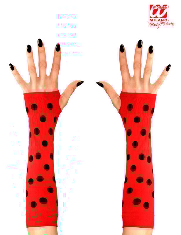 Vue de face des mitaines longues coccinelle