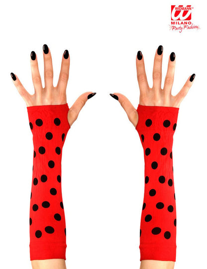 Vue de face des mitaines longues coccinelle