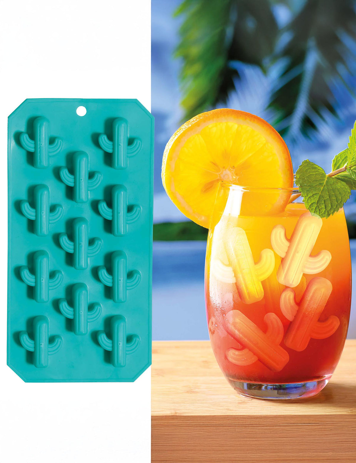 Moule à glaçon cactus turquoise pour cocktail