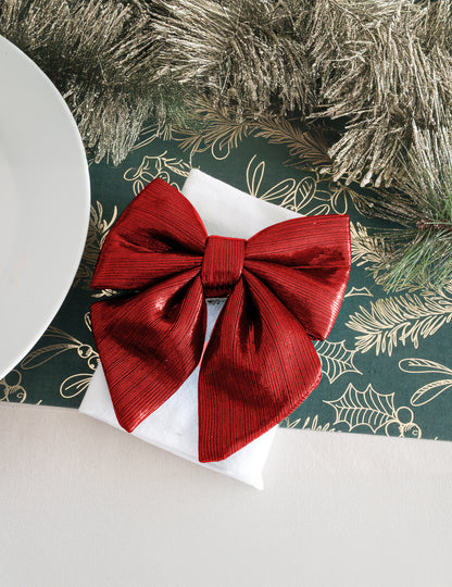 Rdeč kovinski metuljček iz blaga 15 cm