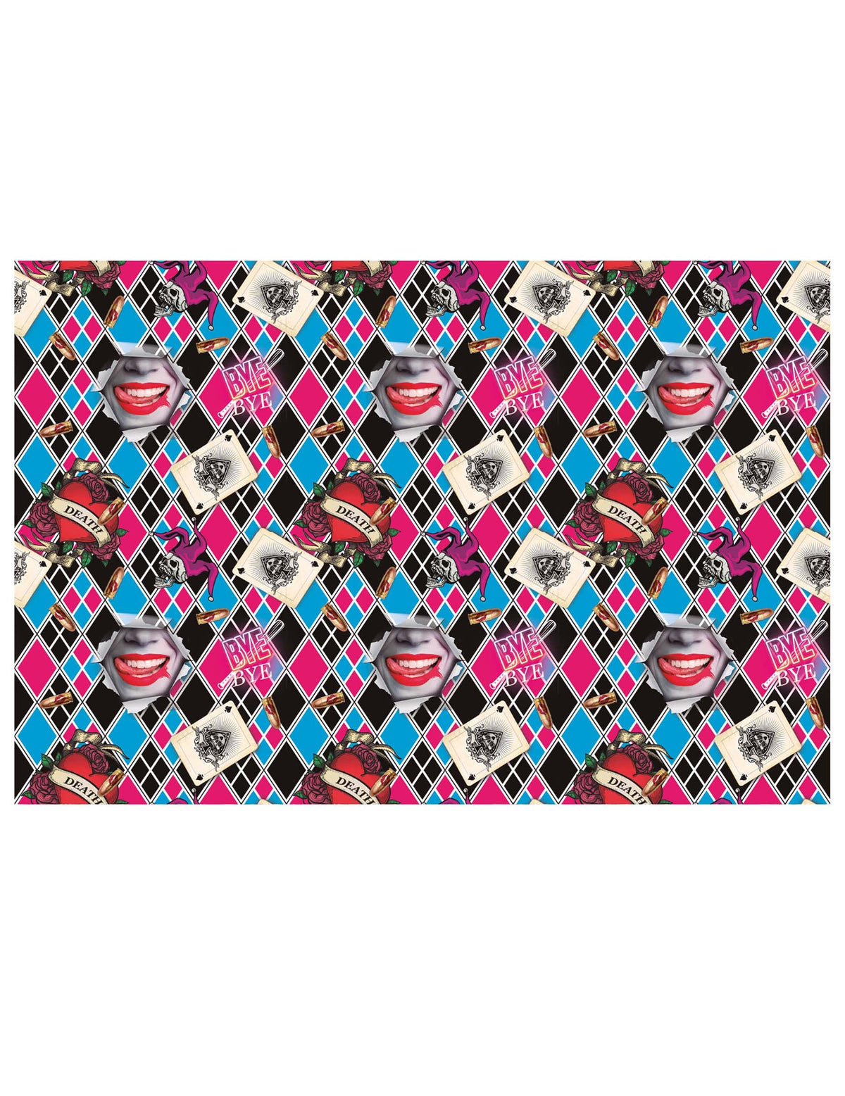 Détail des motifs harlequin et graphiques de la nappe Dangerous Girl