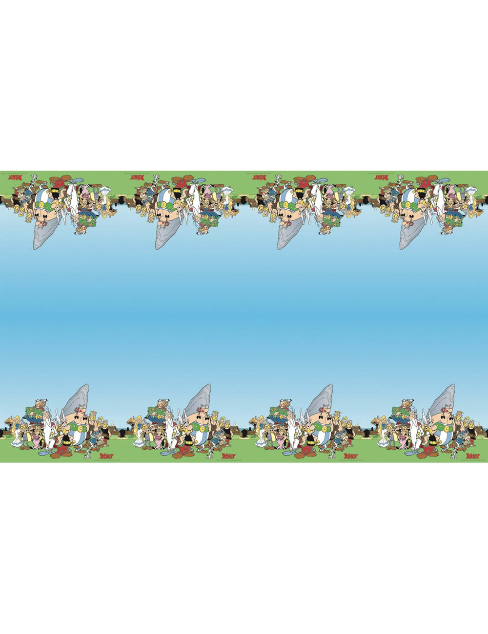 Nappe en papier Astérix pour fête bleu ciel avec personnages gaulois