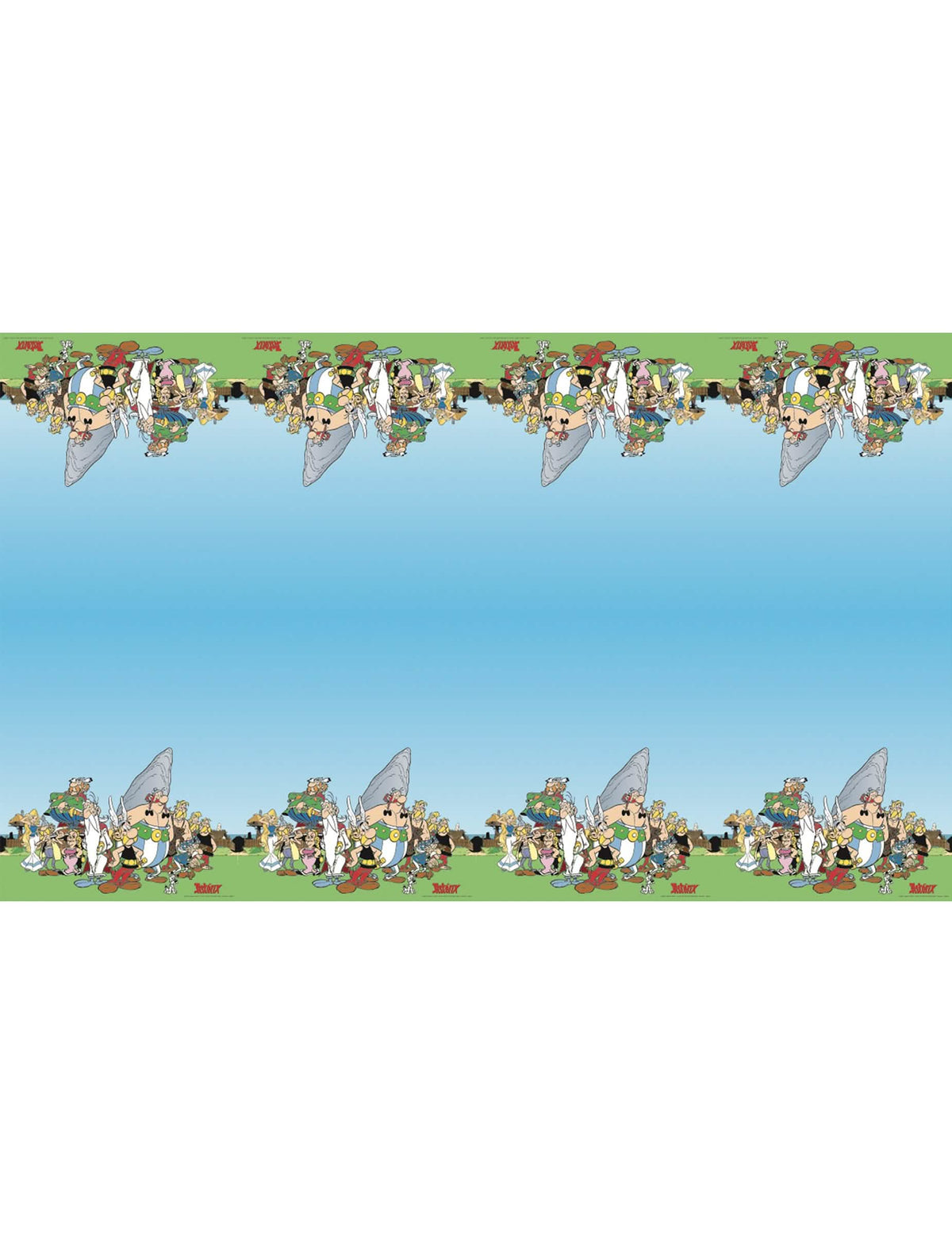 Nappe en papier Astérix pour fête bleu ciel avec personnages gaulois