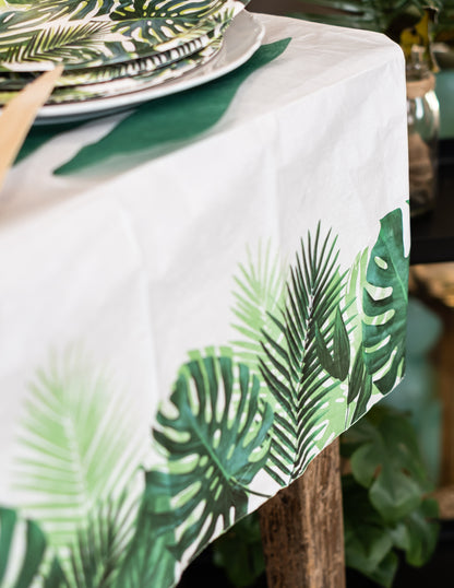 Tropski belo-zelen papirnati prt 180 x 120 cm