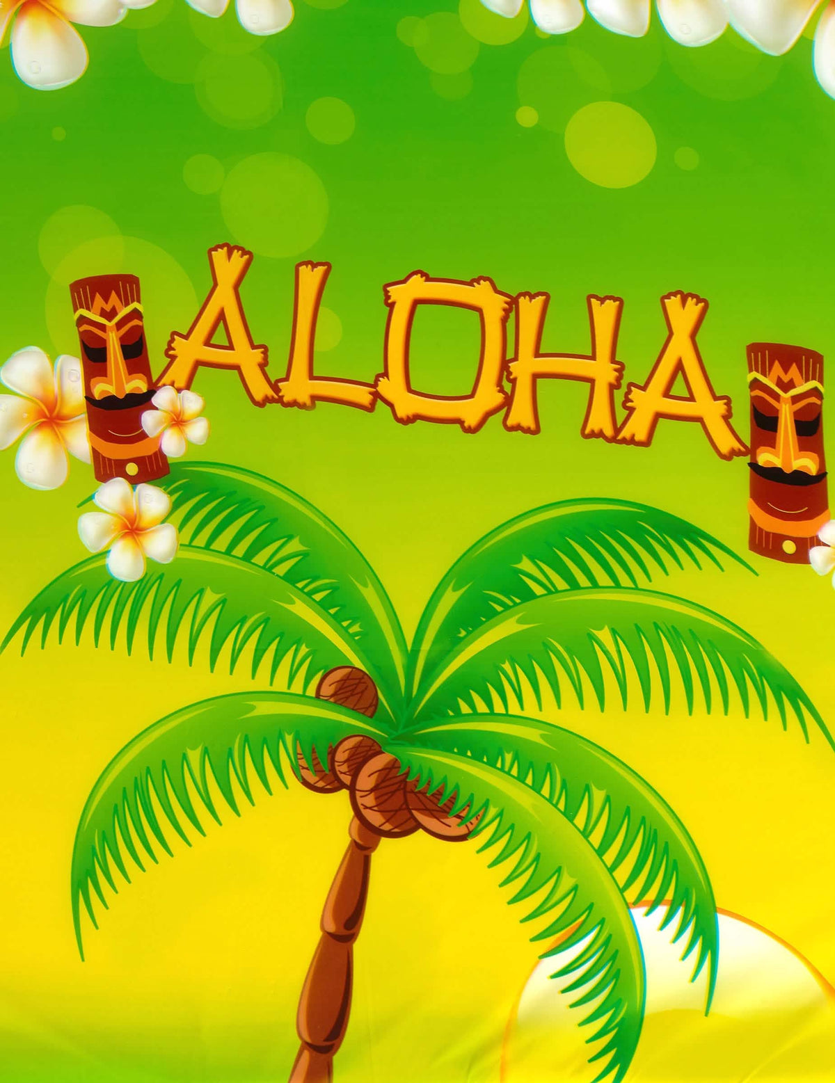 Velik posnetek tiksijev in potisk palm na plastičnem prtu Aloha