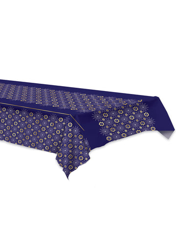 Modri plastični prt za Eid Mubarak, 137 x 274 cm zlate rozete