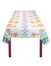 Nappe en plastique lama pour fête blanche à motifs géométriques et sombreros