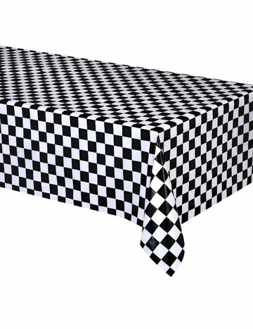 Plastični prt racing 137 x 274 cm črno-bela karirasta 