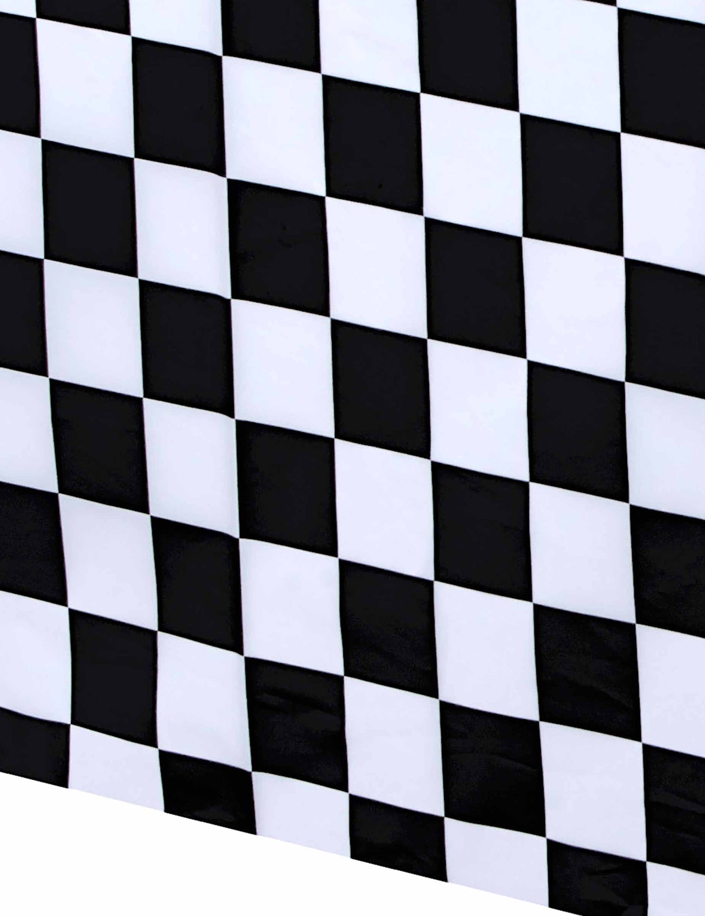 Détail du motif à damier de la nappe en plastique racing pour fête