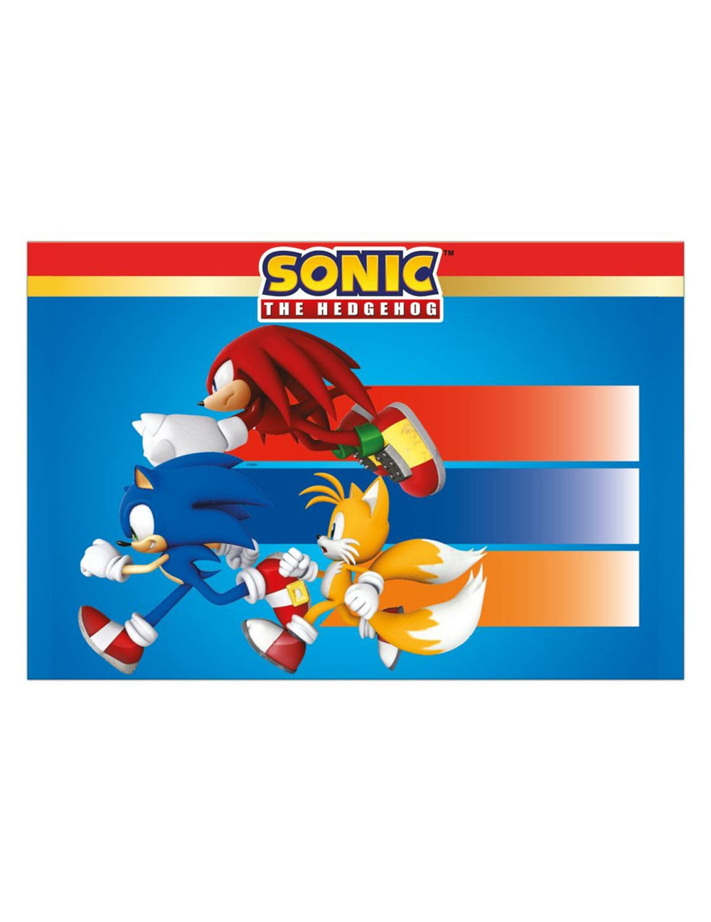 Détail de l'imprimé Sonic Tails et Knuckles de la nappe en plastique Sonic