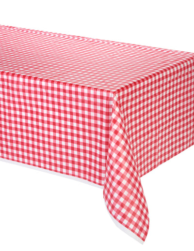 Nappe en plastique vichy rouge et blanc
