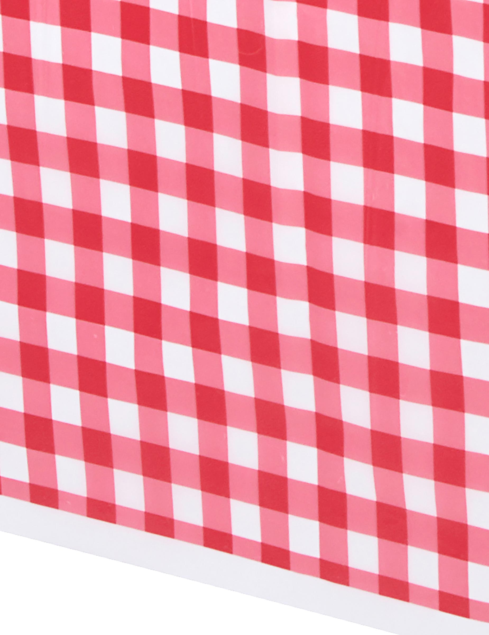 Pogled od blizu na karo vzorec plastičnega vichy prta za zabavo