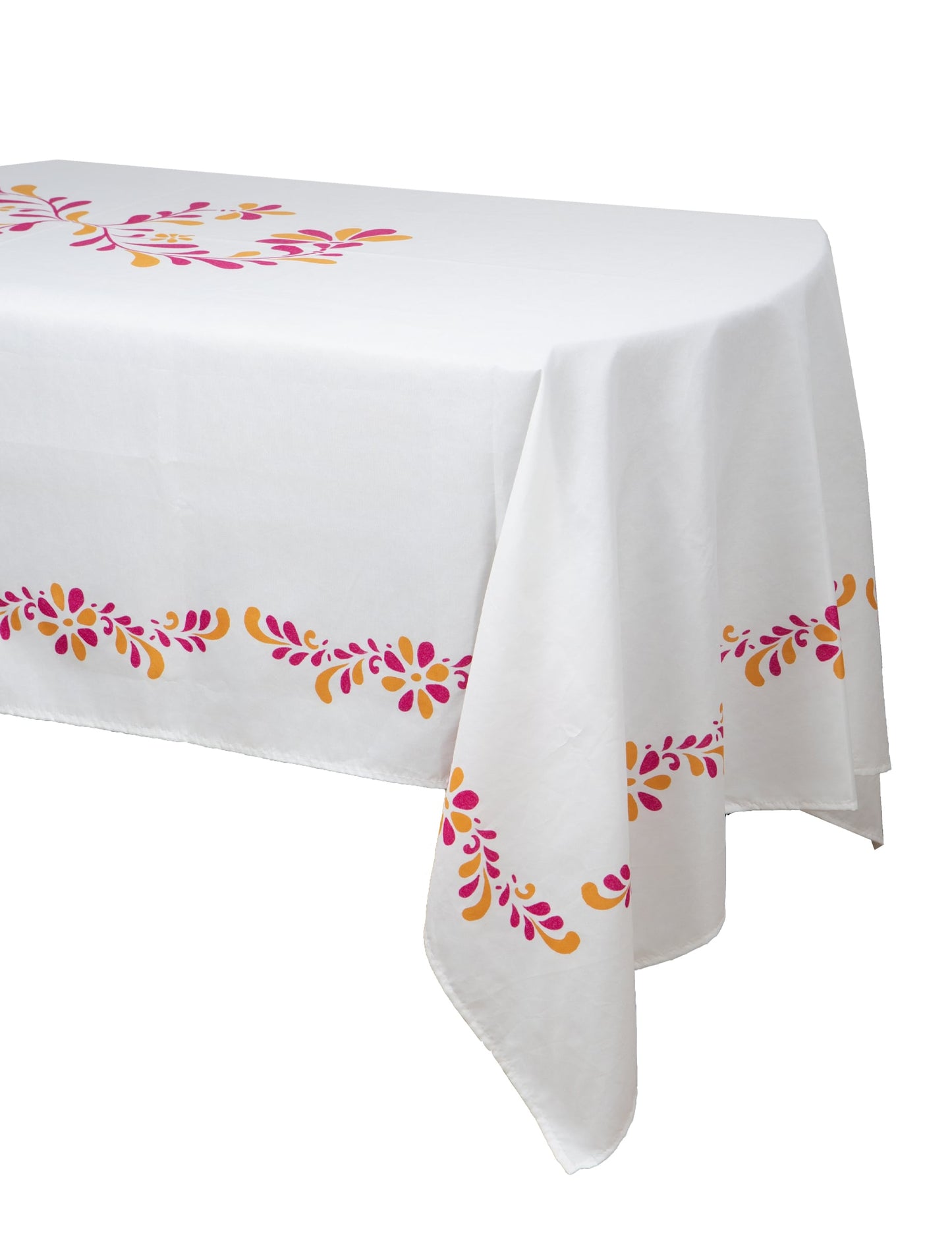 Nappe en tissu Pink Limonade blanche à motifs roses et jaunes