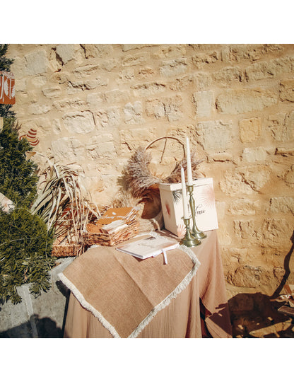 Taupe bombažni gazni prt 130 x 240 cm boemski slog