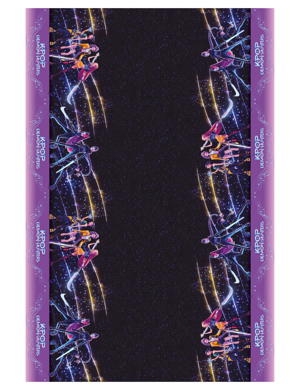 Nappe plastique K-pop Demon Hunters pour fête violette et noire avec personnages
