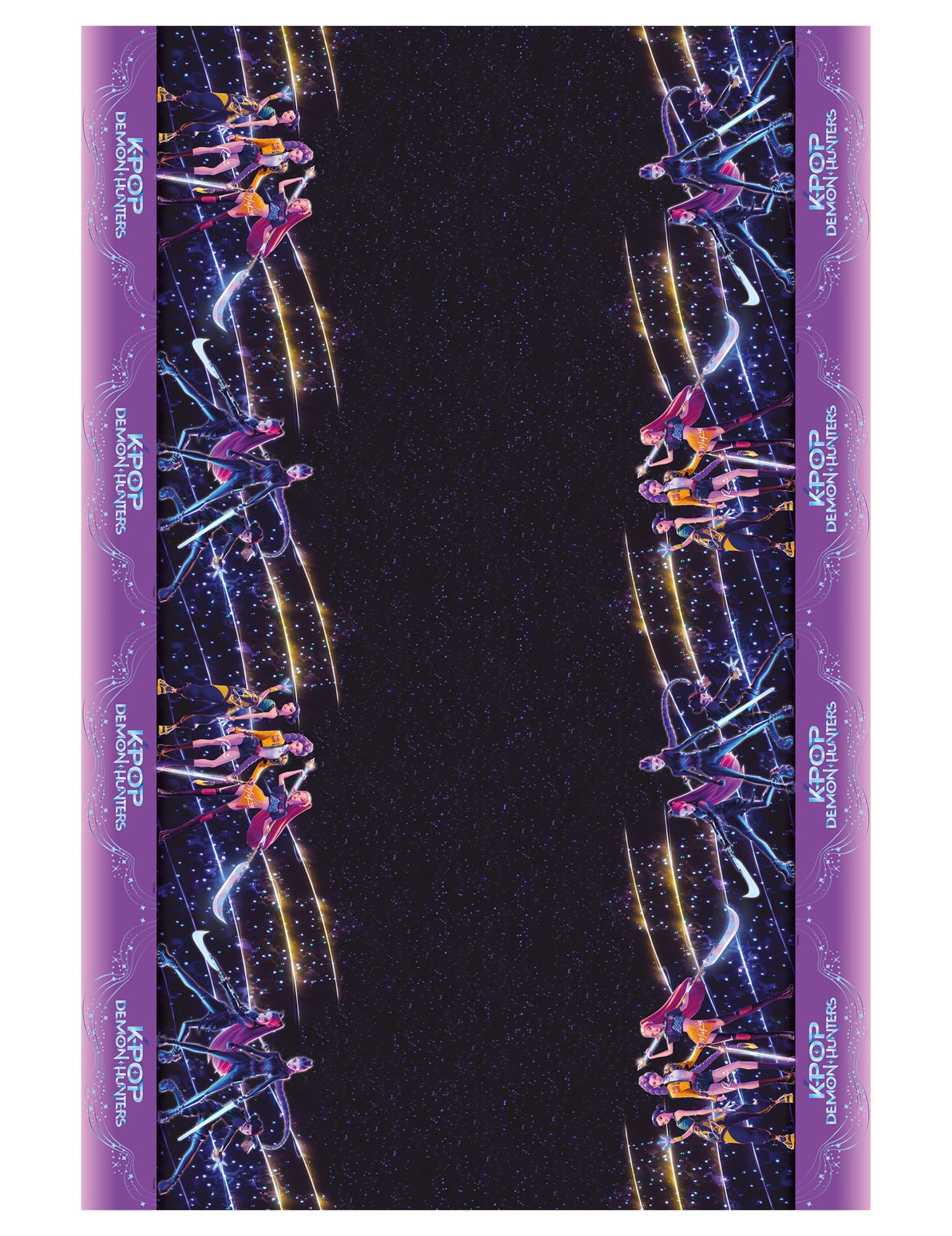 Nappe plastique K-pop Demon Hunters pour fête violette et noire avec personnages